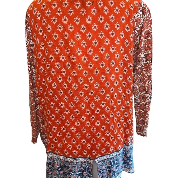 Lucky Brand Women's Blouse Size XL Red/Black/Blue/Cream Pullover Long Sleeve - Picture 6 of 9